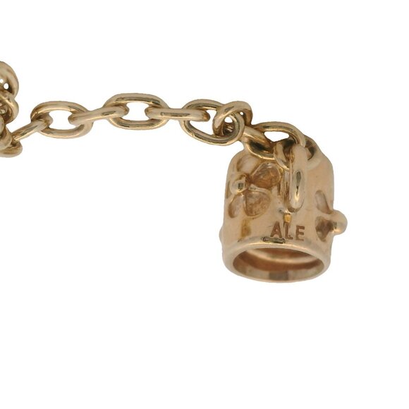 Pandora Retired Solid 14kt Yellow Gold Flower Safety Chain Slider Charm - Picture 5 of 6